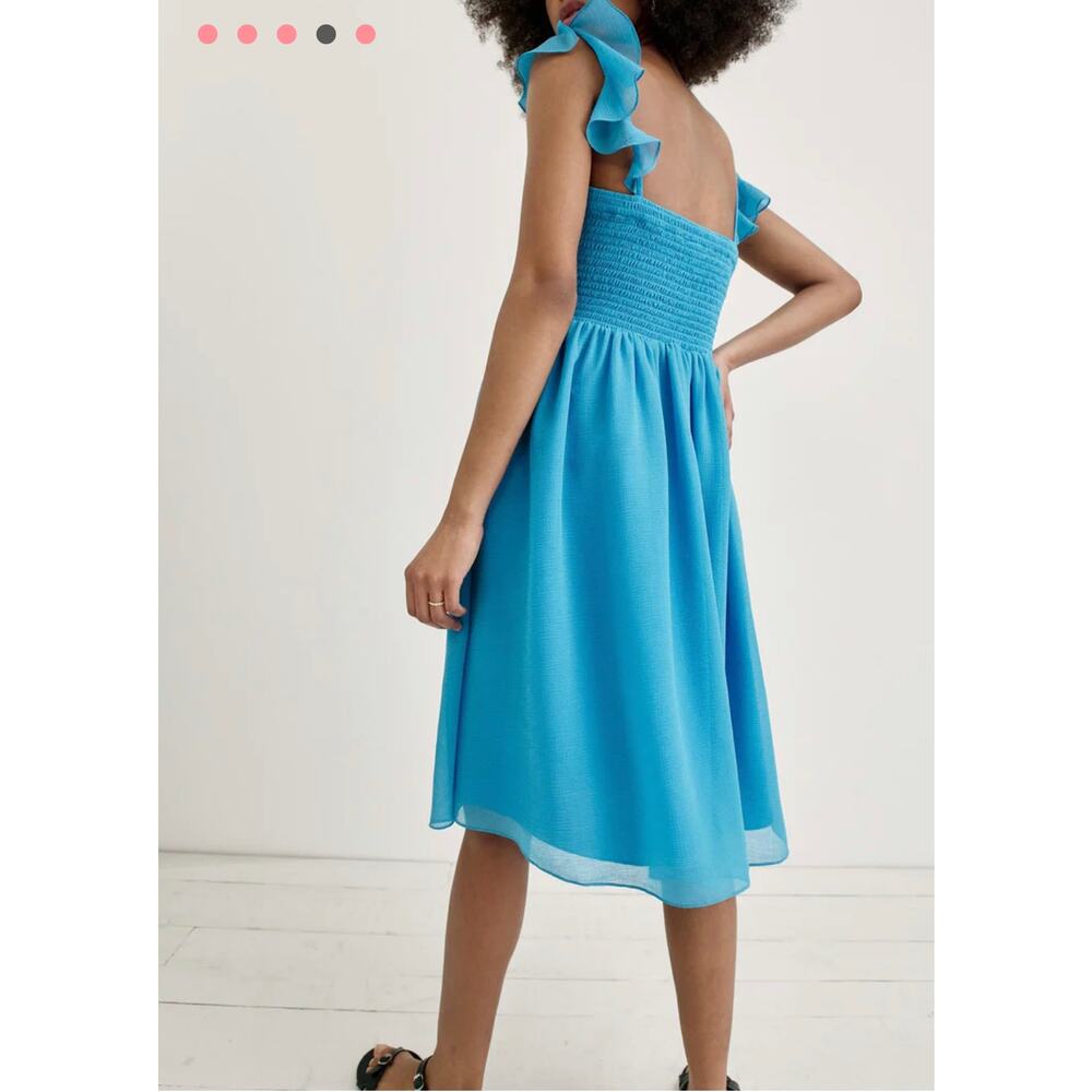 Hatch Turquoise Blue Ruffle Strap Midi Dress - Picture 2 of 13